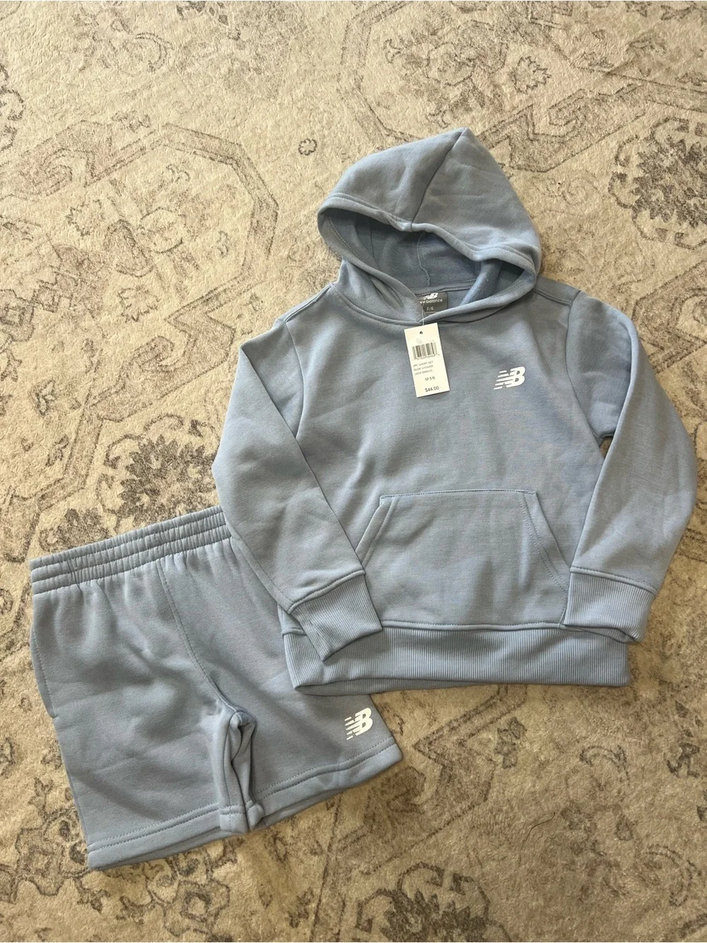 New Balance Blue Kids' Fleece Hoodie & Sweatshorts Set